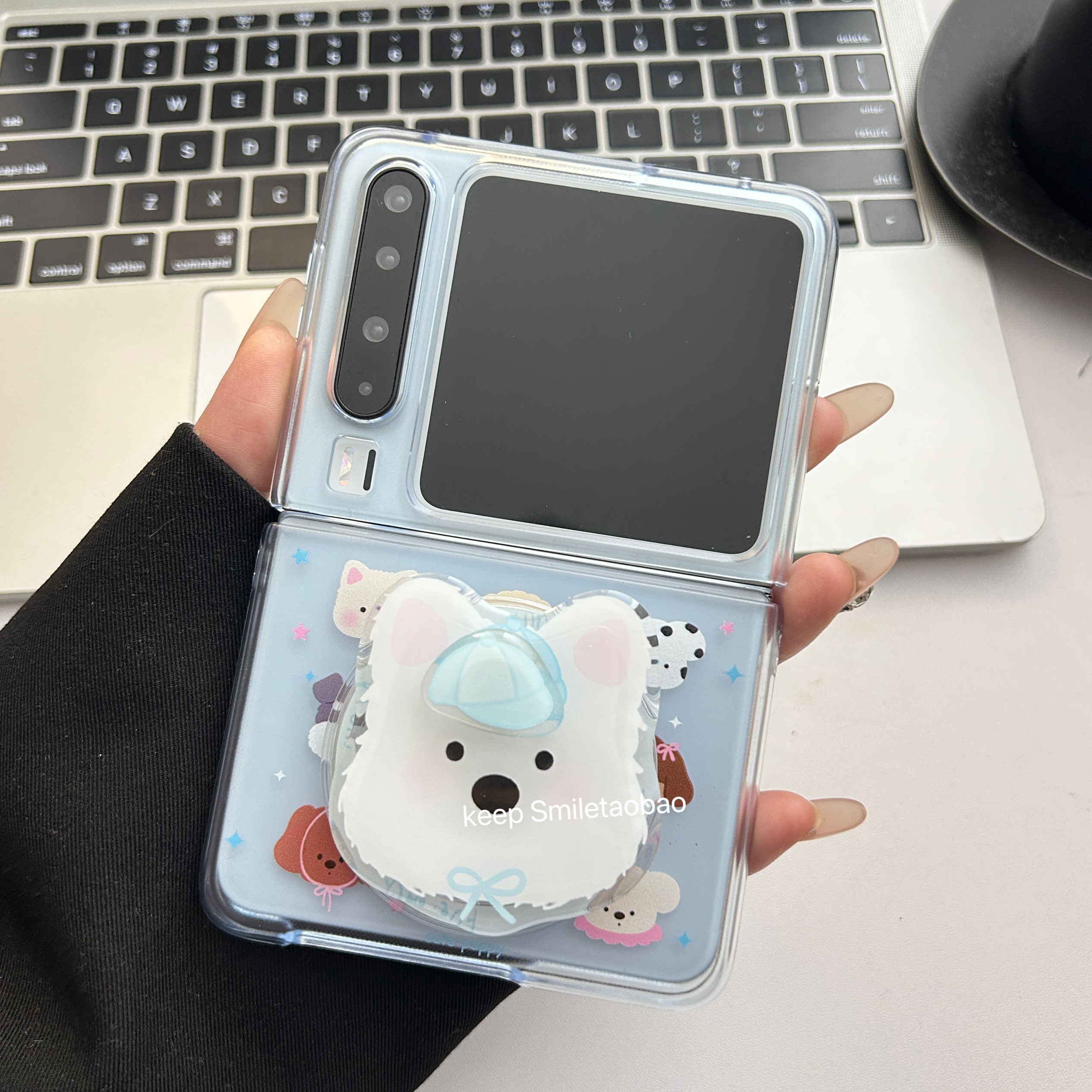 可爱卡通九宫格西高地摇摇磁吸支架适用适用华为PuraX手机壳小米mixflip折叠屏pokcet2手机壳三星zflip6/5硬