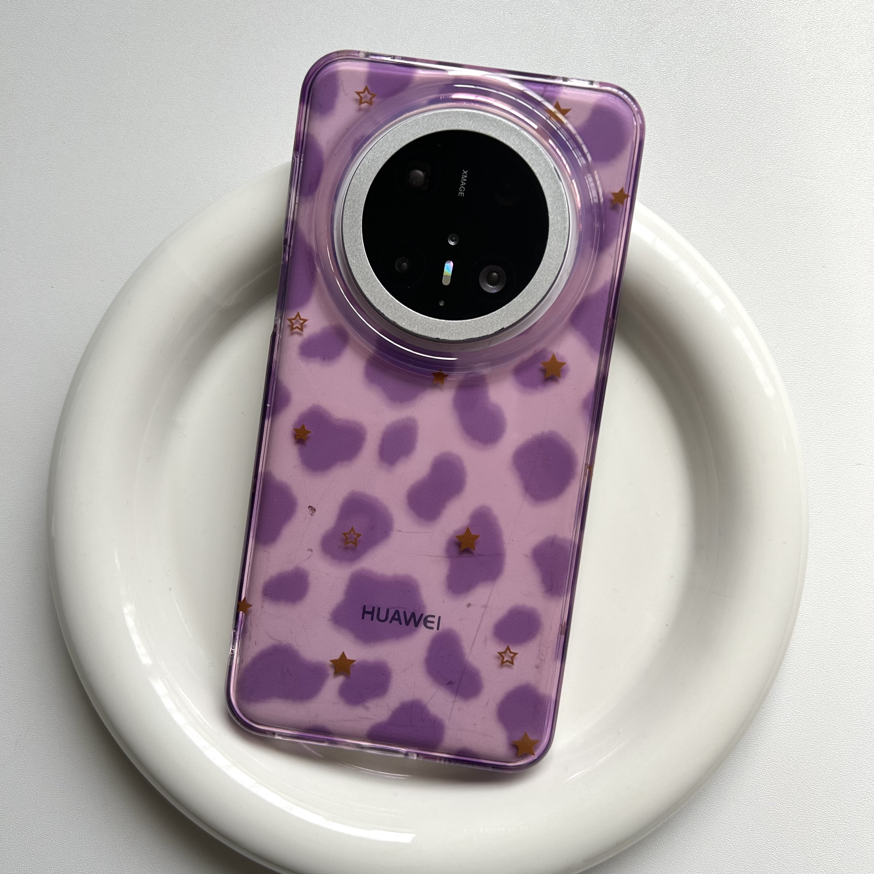 韩系ins透紫色豹纹星星小马挂件手绳适用华为mate70pro+手机壳mate60pro保护套pura80pro女款mate60高级感p70