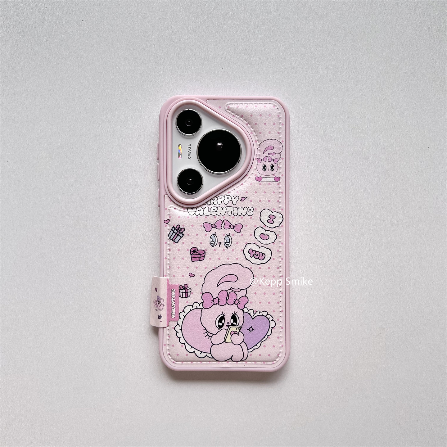 可爱卡通粉色波点爱心兔子适用华为mate70pro+手机壳mate60pro少女心pura80pro保护套pura70pro皮纹新款mat70