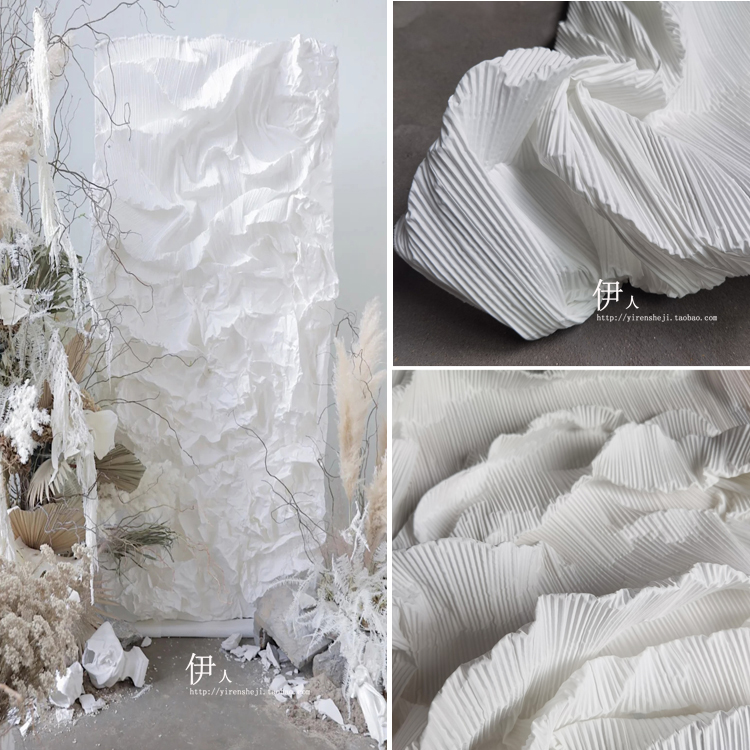 黑白肌理压褶硬挺服装设计师布料