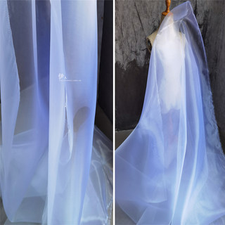 欧美设计仙云软金属蓝光白网布 透气顺滑肌理连衣裙礼服 夏季面料