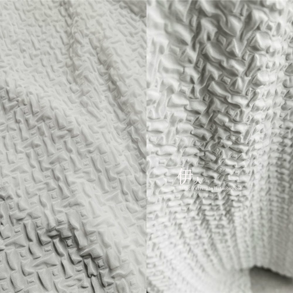褶皱凹凸肌理布 艺术时装服装面料三宅一生设计师多层次布料