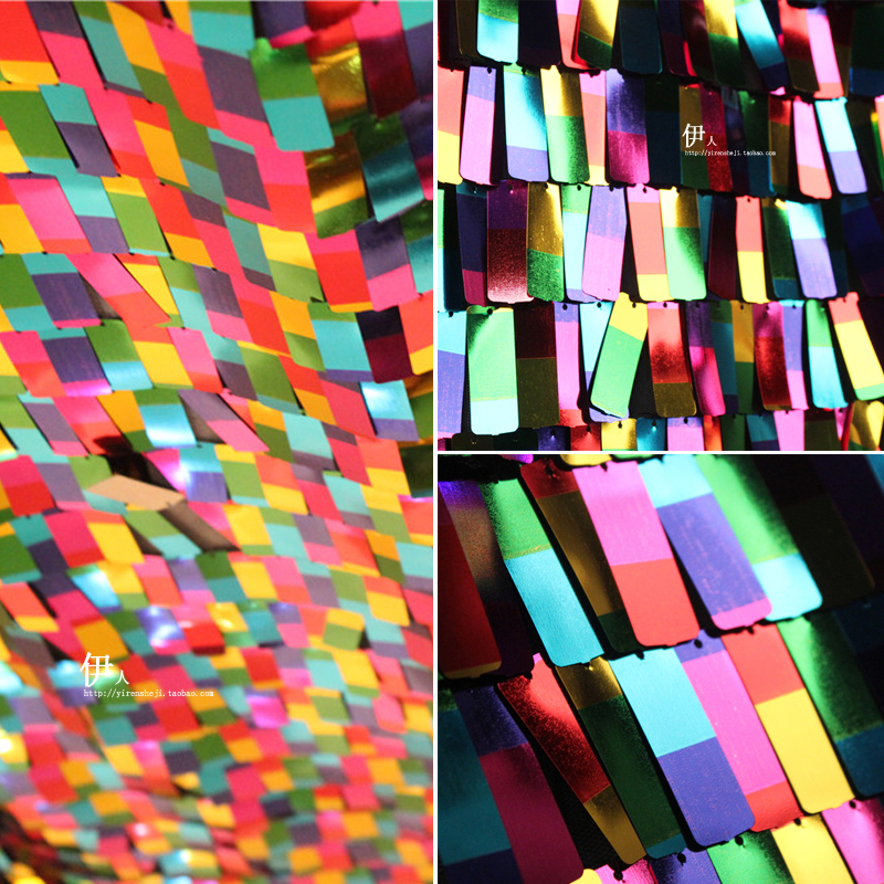 方形欧美风鱼鳞网纱服装镭射亮片