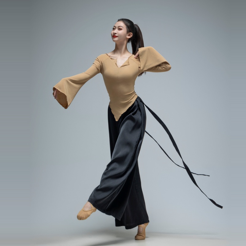 舞蹈服女冬季现代练功形体上衣长袖成人中国古典跳舞飘逸裤子宽松