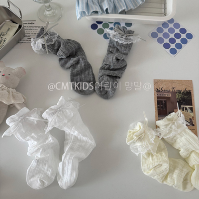 夏季女童公主风蕾丝花边中筒袜