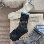 3双装 冬季 儿童加厚保暖波点中筒袜女童羊毛袜子宝宝袜子学生袜子