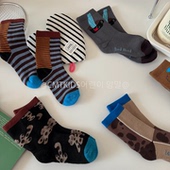 儿童豹纹条纹加厚毛圈袜子男女宝宝保暖袜子童袜潮 冬季 包邮 5双装