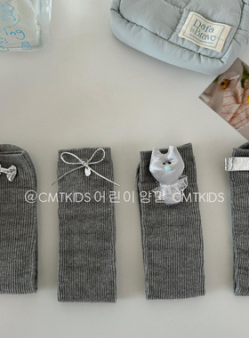 满2双包邮春夏儿童卡通韩系灰色系中筒袜女童无袜跟长筒袜堆堆袜