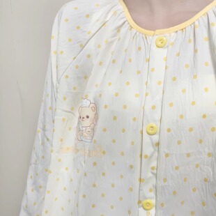 睡衣女卡通可爱圆领家居服套装 原创 长裤 春秋新款 波点奶油熊长袖