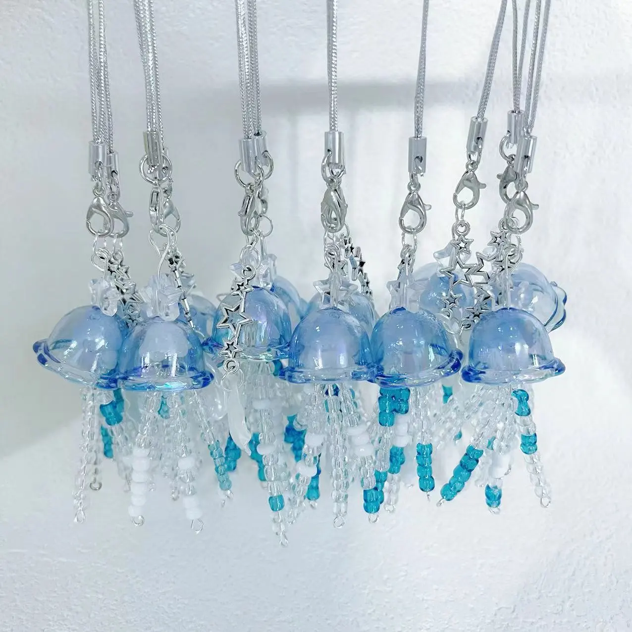 【蓝色大水母】贝壳风铃挂饰海洋挂件装饰吊饰手机链串珠可爱挂绳