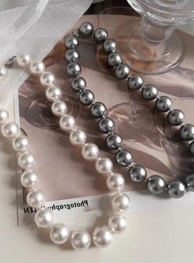 欧美不规则个性巴洛克异形贝珠项链女 沙滩度假风时尚百搭锁骨链