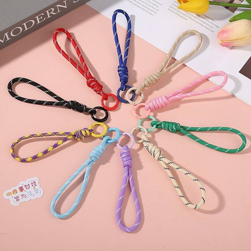 简约风手工编织绳撞色挂绳钥匙扣便携手绳潮款手机男女学生小挂件