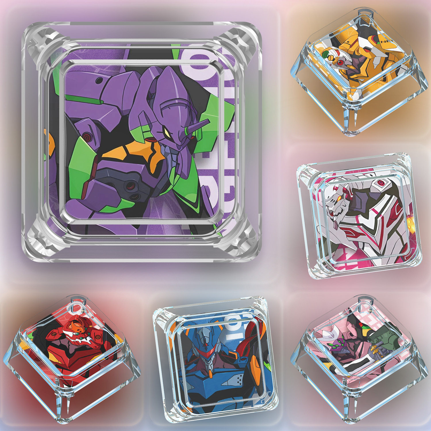 Eva机体键帽单个卡通可爱动漫十字轴新世纪福音机械键盘透明键帽