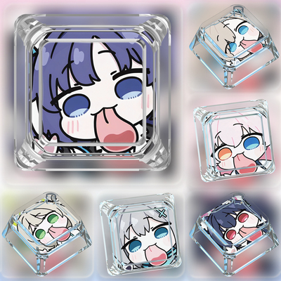 蔚蓝档案键帽单个可爱十字轴卡通创意个性优香透明透光机械键盘