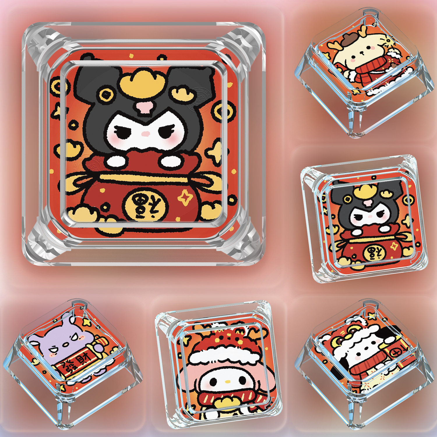 三丽鸥新年款键帽单个卡通可爱动漫十字轴机械键盘透光ESC键帽