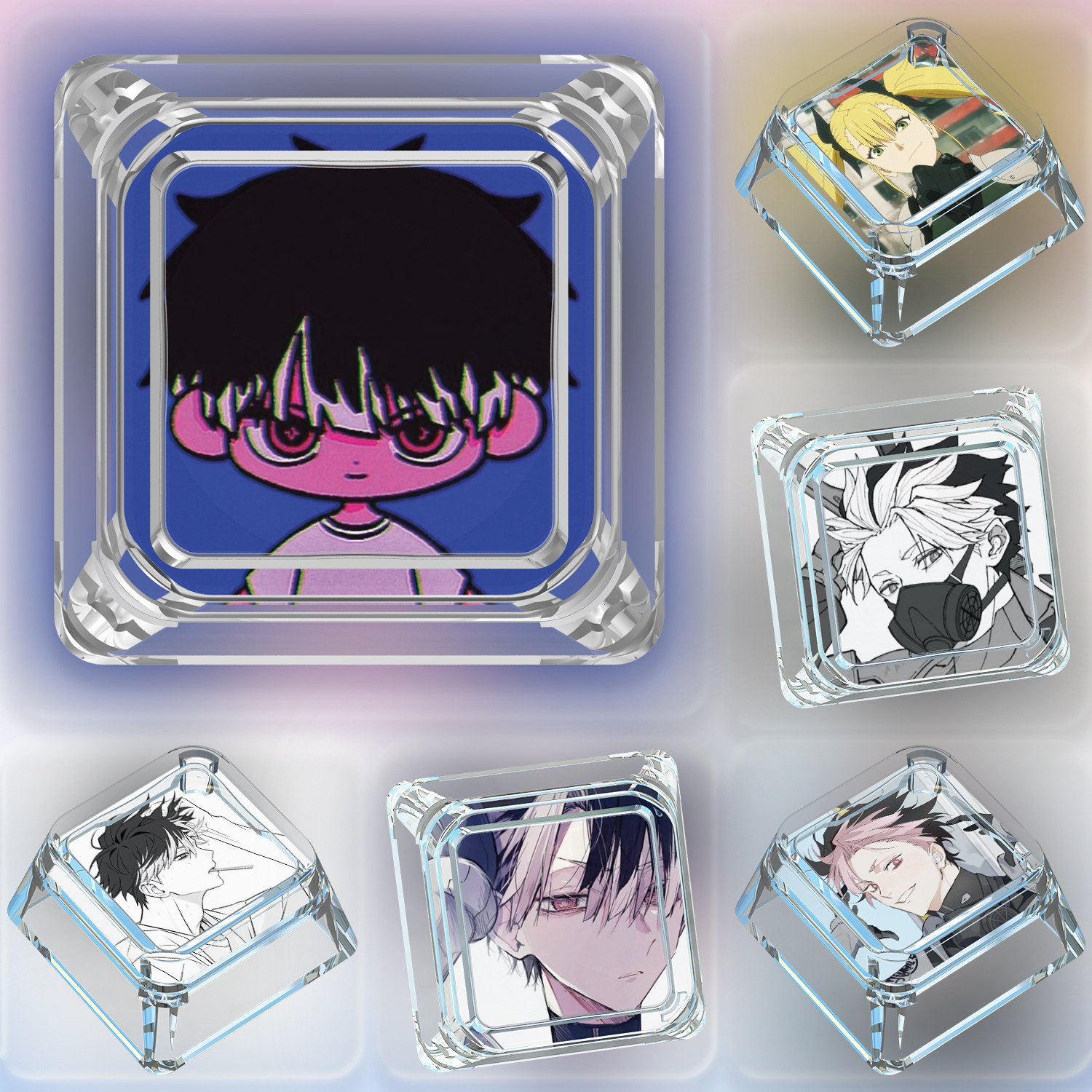 怪兽八号键帽单个卡通Q版搞怪动漫十字轴客制机械键盘透明ESC键帽