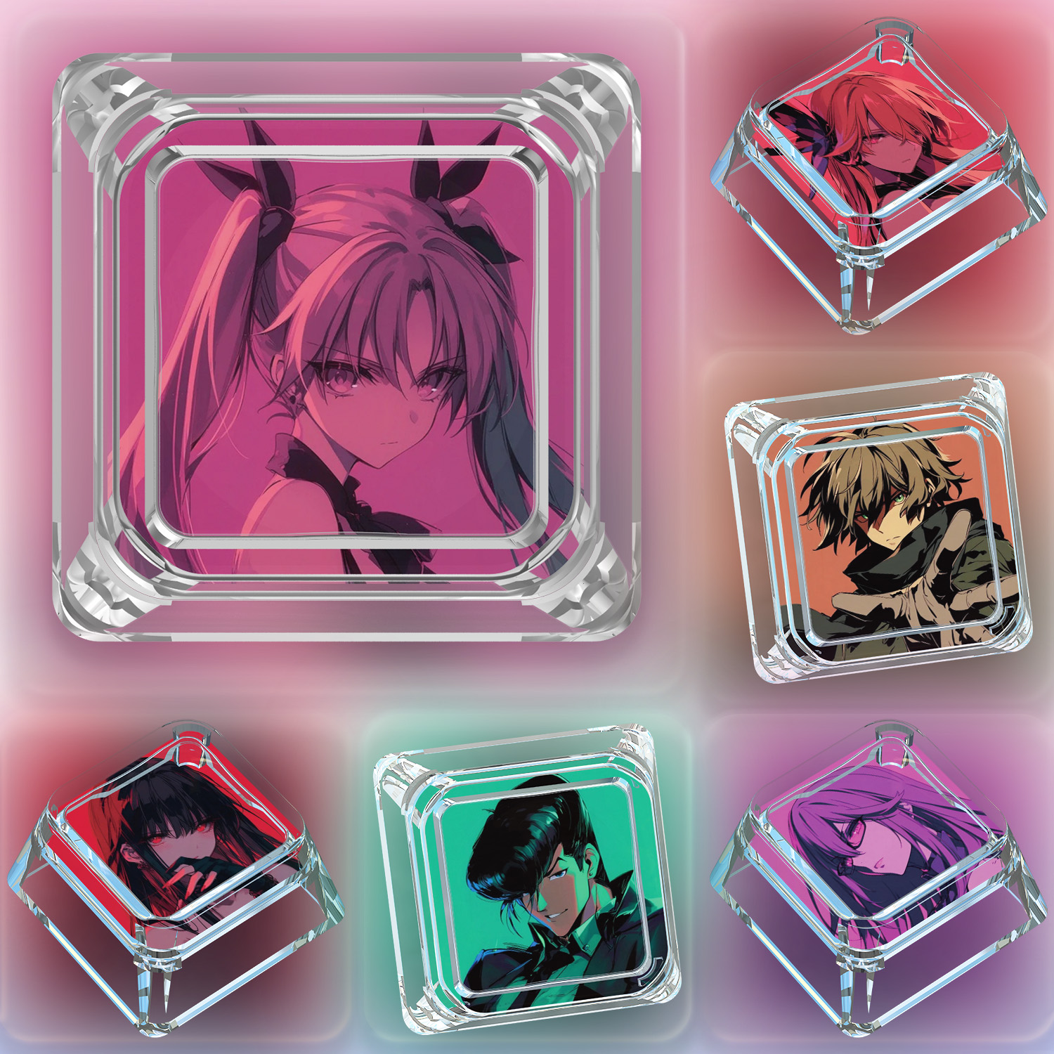 赤红之瞳键帽单个卡通可爱个性创意十字轴二次元机械键盘透明键帽