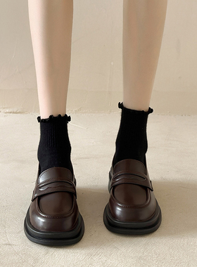 奥莱女孩小皮鞋2025春秋新款英伦风黑色乐福鞋复古jk制服单鞋大童