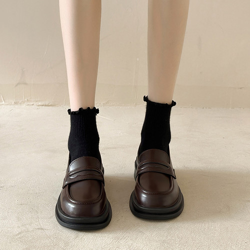 奥莱女孩小皮鞋2025春秋新款英伦风黑色乐福鞋复古jk制服单鞋大童