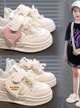 ABC defier女童小白鞋春秋新款儿童白色运动鞋低帮板鞋学生跑步鞋