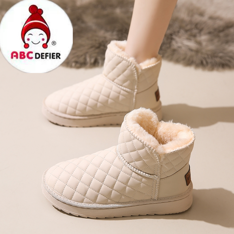 ABC defier女童雪地靴中大童棉靴2025冬季加绒保暖女靴12岁厚棉鞋