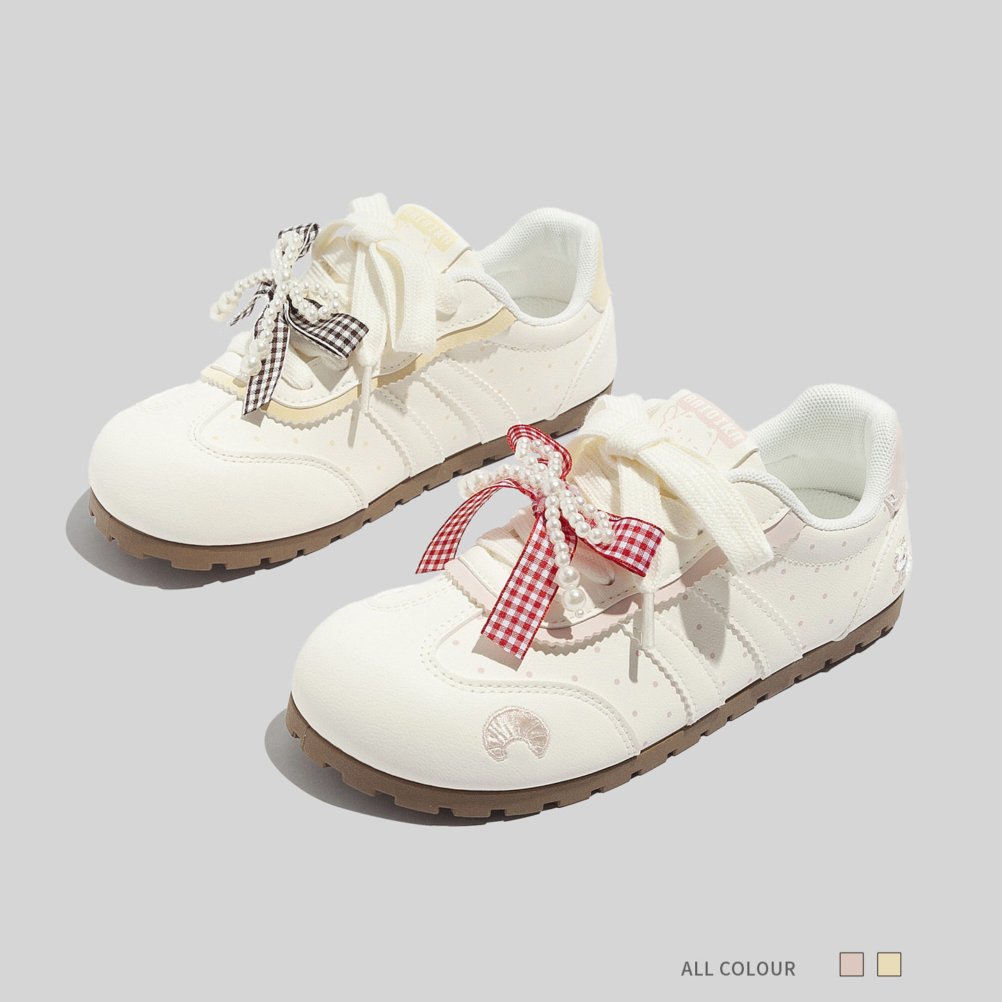 ABC defier女童鞋中大童时尚可爱平底德训鞋2026春公主白色运动鞋