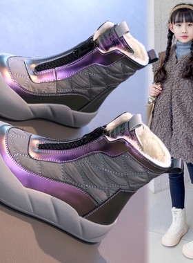 ABC defier女童雪地靴2025冬季白色棉鞋时尚保暖儿童加绒加厚棉靴