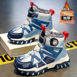 ABC defier男童大棉鞋冬天高筒东北棉靴中大童加绒加厚保暖雪地靴