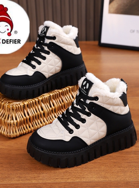 ABC DEFIER女童棉鞋加绒加厚冬新款高帮儿童运动鞋中大童保暖冬鞋
