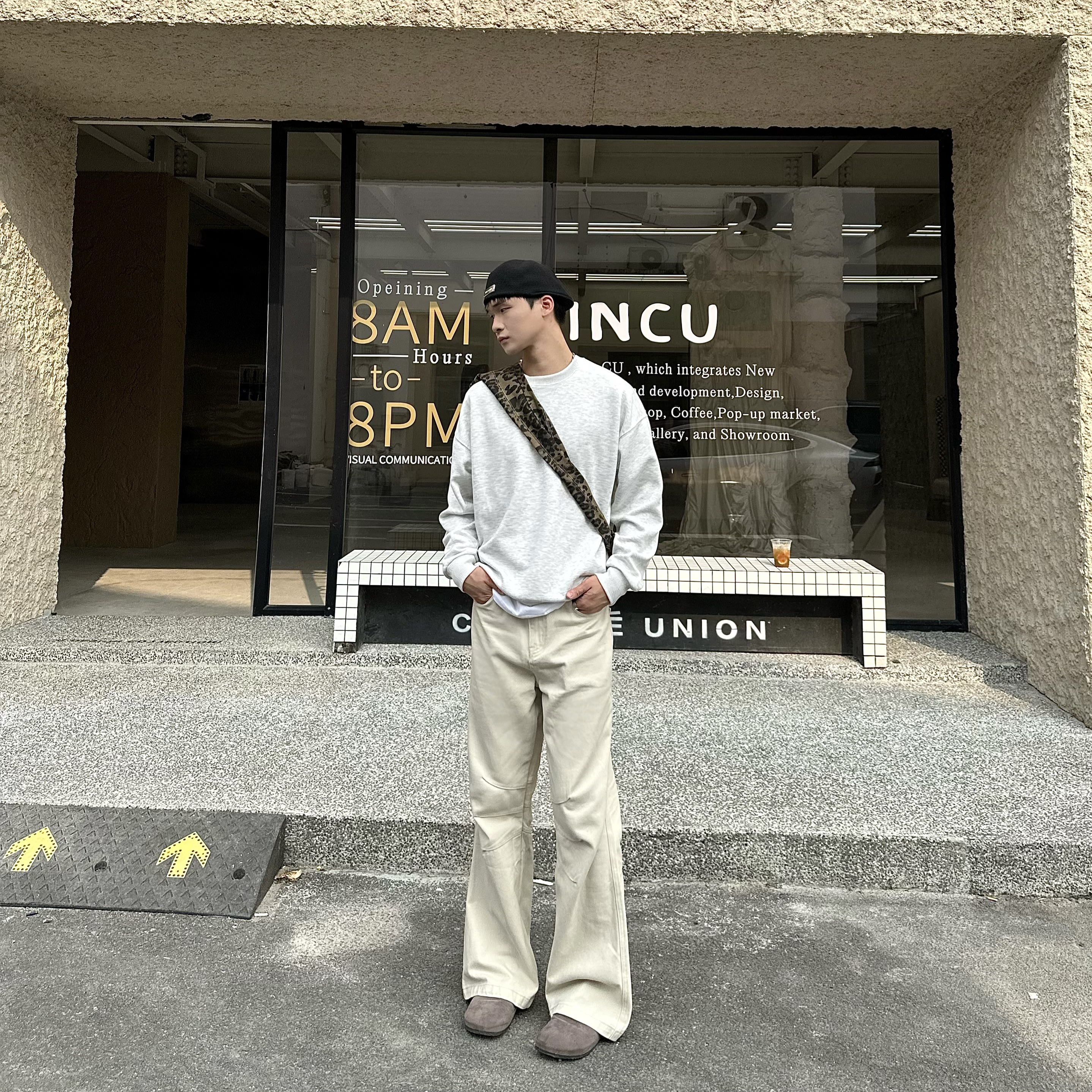 美拉德复古洗水工装微喇叭裤