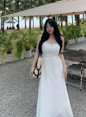 DEMA小德玛 白色吊带连衣裙女2025春夏新款小清新显瘦ins超火裙子