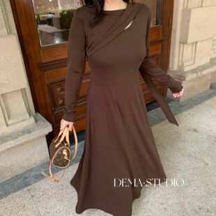 DEMA小德玛 微胖高个子 老钱风高级感连衣裙气质告知早秋裙子大码