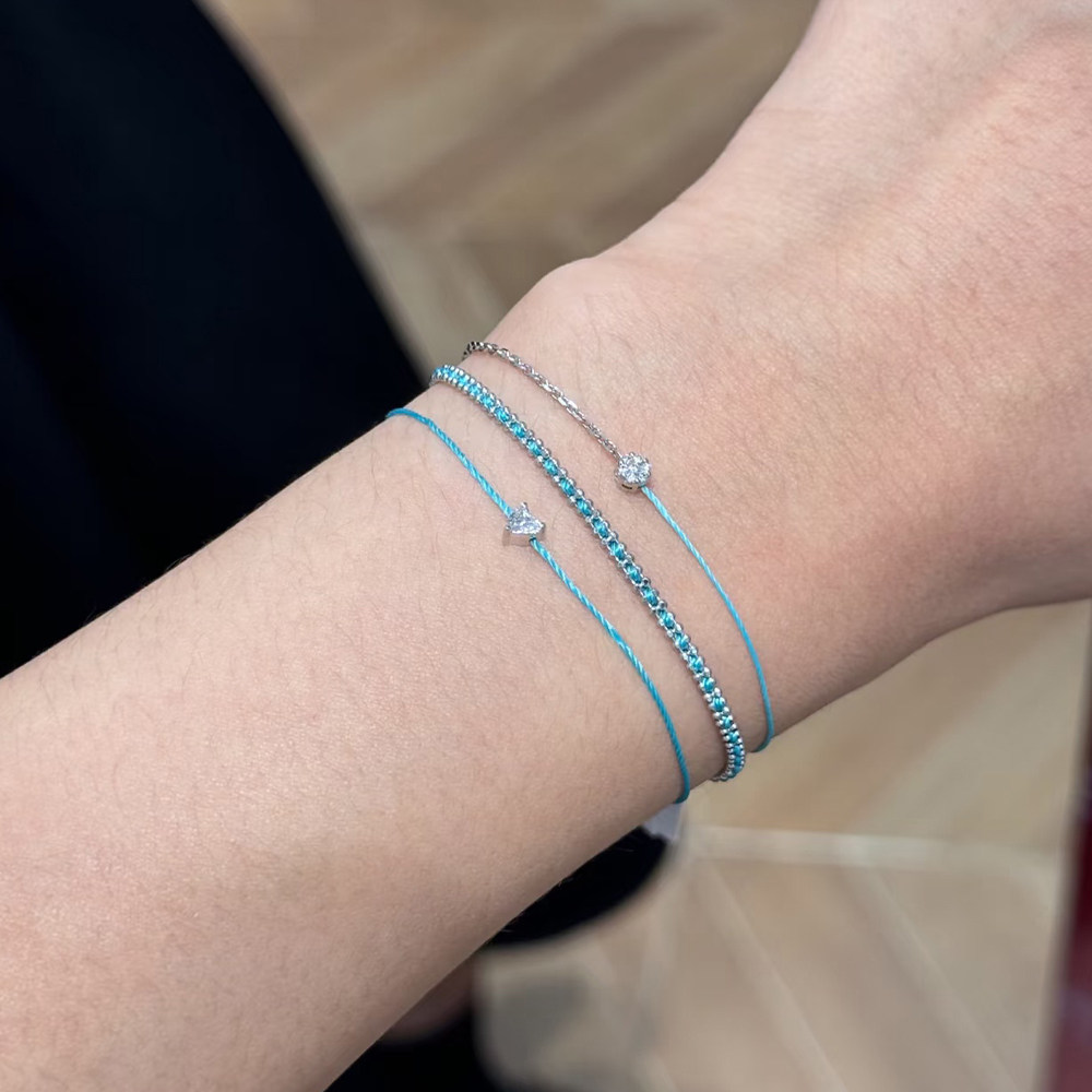 S925银极细松石手链绿松石色高级感百搭ins简约小众叠戴编织手链