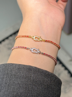 纯银幸运航海马蹄扣平安扣手链