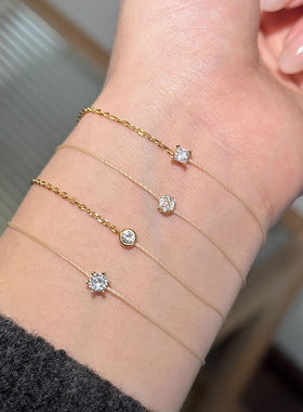 小红绳米色圆钻奶茶色全绳手链