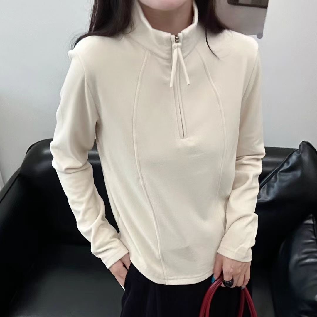 设计感半拉链立领长袖卫衣女2025秋季新款宽松显瘦洋气德绒上衣潮
