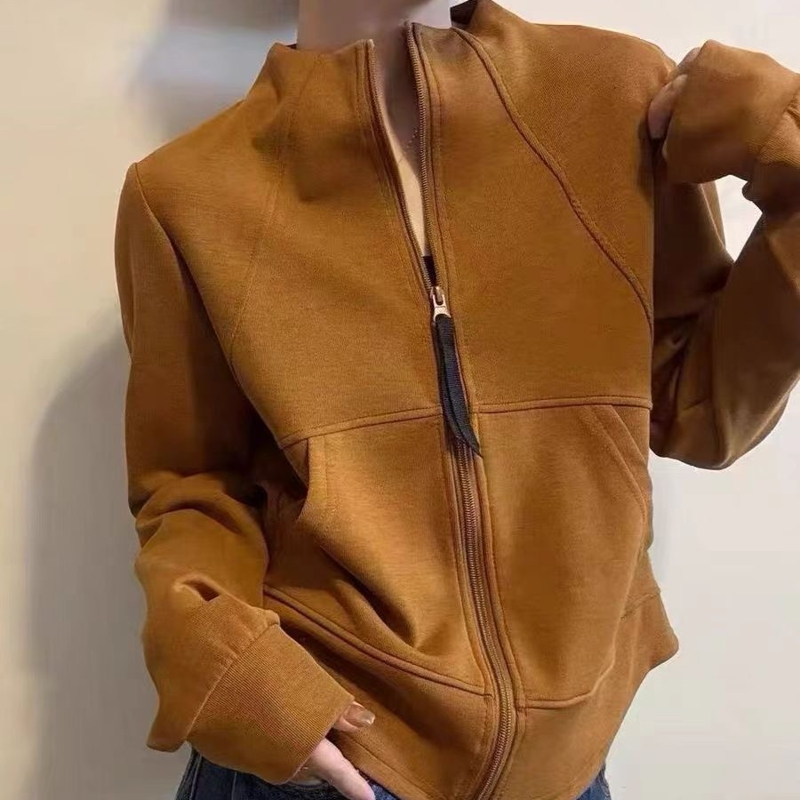 时尚双拉链立领开衫外套女2025秋季新款宽松显瘦洋气减龄德绒上衣