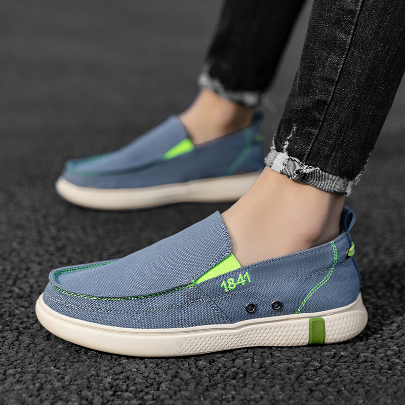 透气帆布休闲低帮一脚蹬懒人鞋