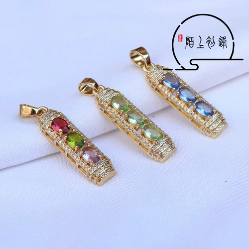 Медная прямоугольная подвеска, ожерелье и серьги ручной работы, аксессуар, аксессуары, микроинкрустация, DIY