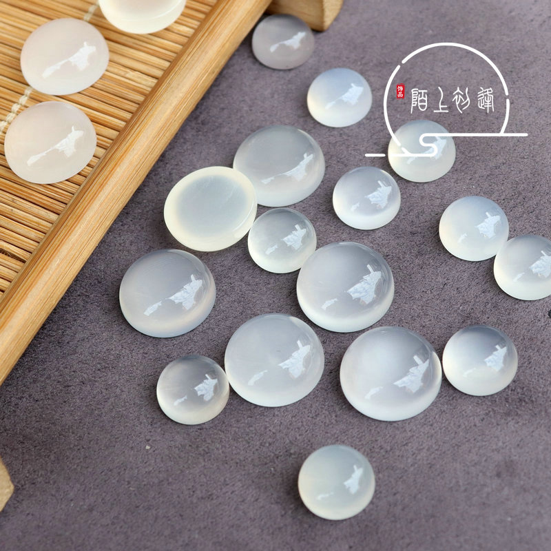 diy平底戒面贴片裸石凤冠白玛瑙