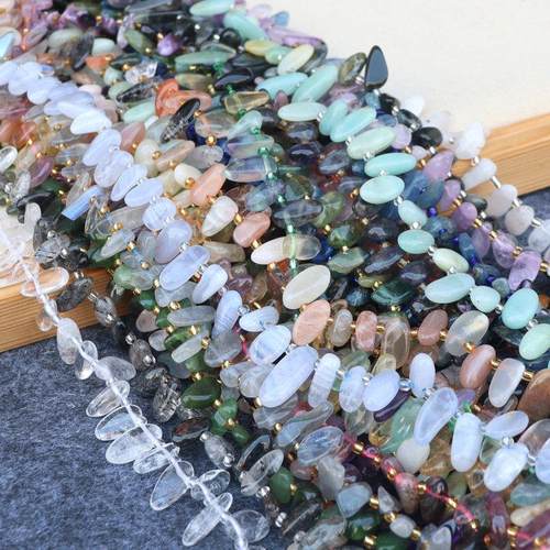 天然水晶玛瑙青金不定形侧孔碎石随形不规则长牙散珠 diy饰品配件