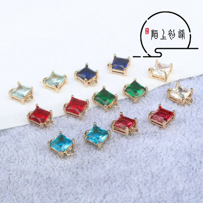 diy包边微镶方形玻璃宝石坠子