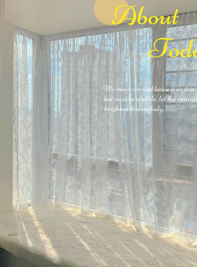 思幔魔术贴蕾丝纱帘飘窗窗帘纱卧室内开窗户定制梦幻白色镂空法式