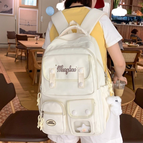 小清新书包日韩系学院风少女大童高初中小学生上课纯色双肩背包