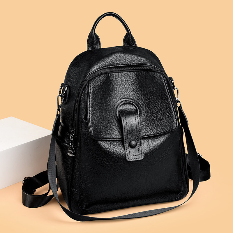 品牌正品软皮双肩包女大容量时尚休闲背包高级感旅行包复古水洗纹