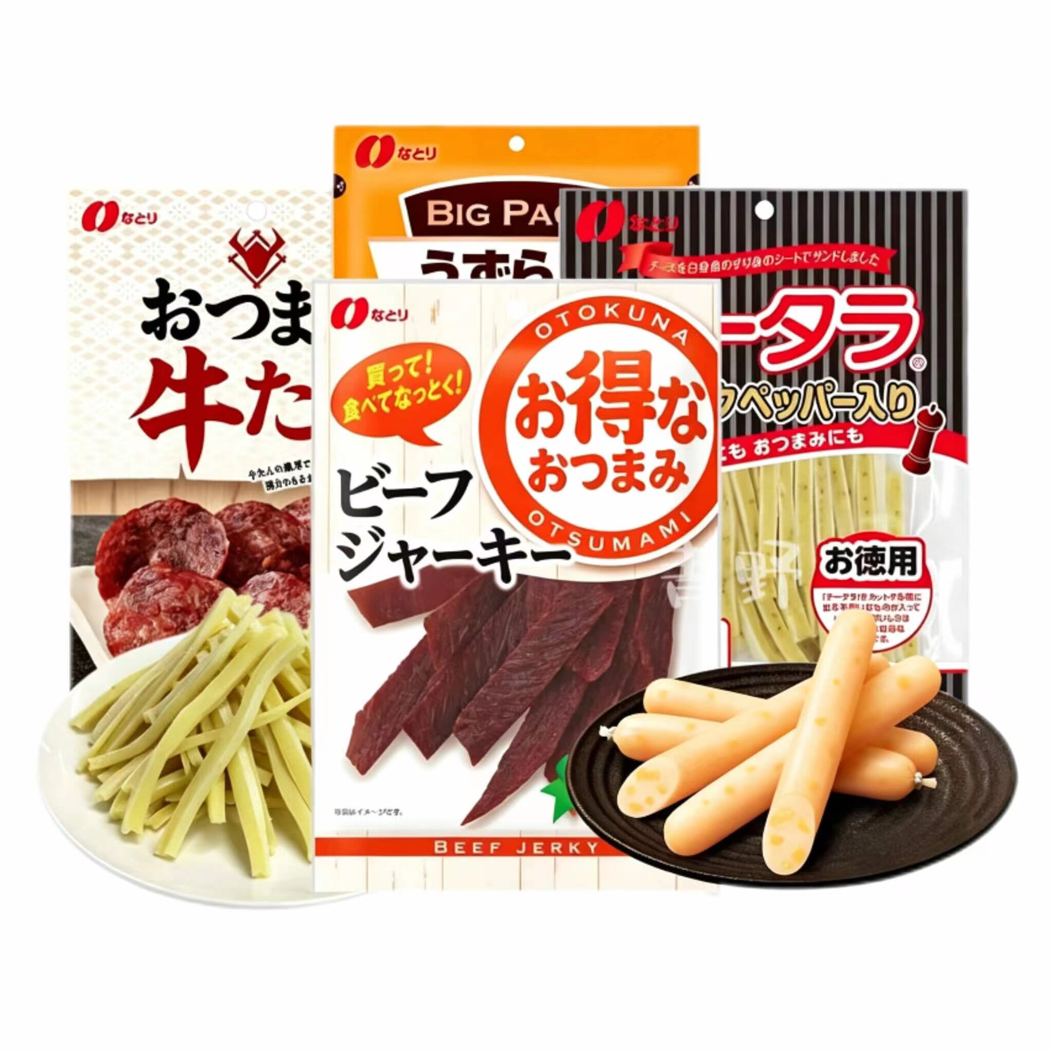 日本直邮那多利芝士鳕鱼条牛肉干香肠袋装黑胡椒风味解馋开胃零食