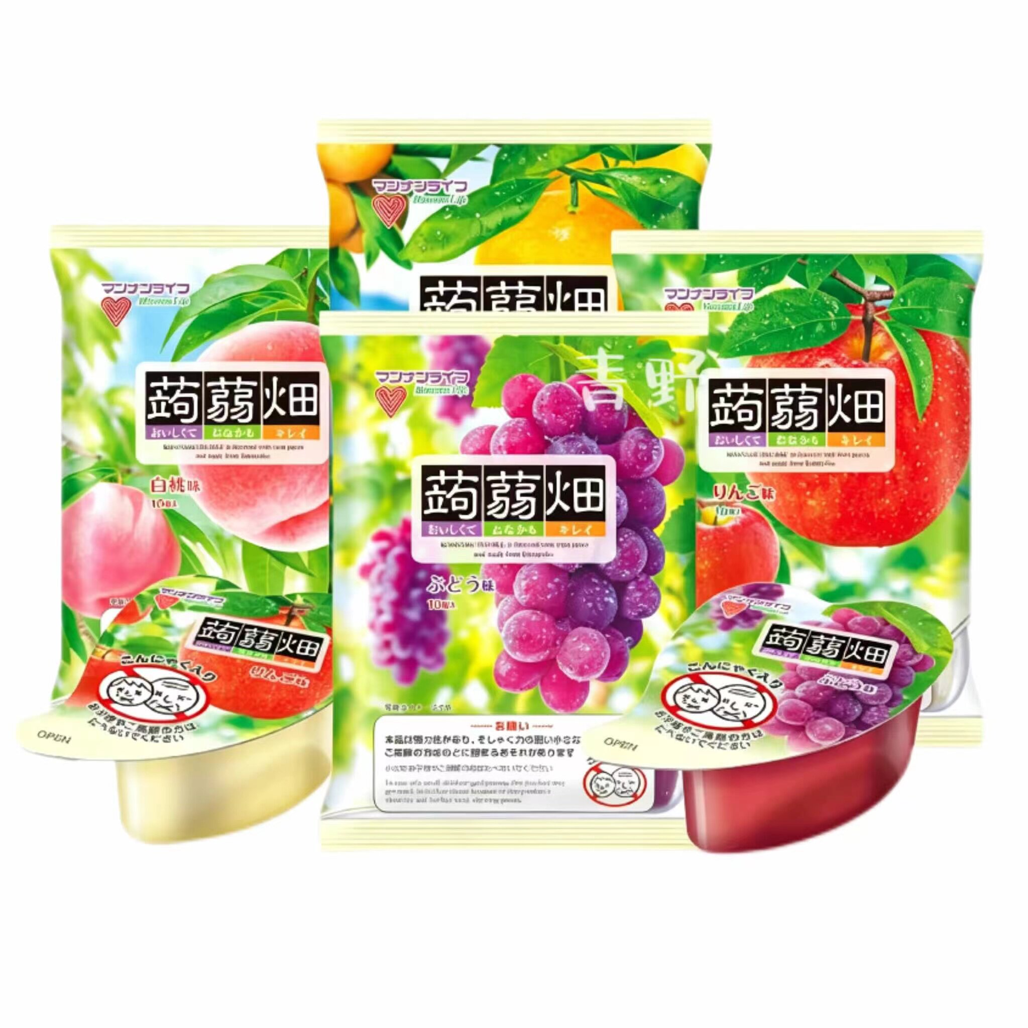 日本直邮蒟蒻畑果味果冻葡萄苹果白桃哈密瓜味袋装即食吸吸冻零食