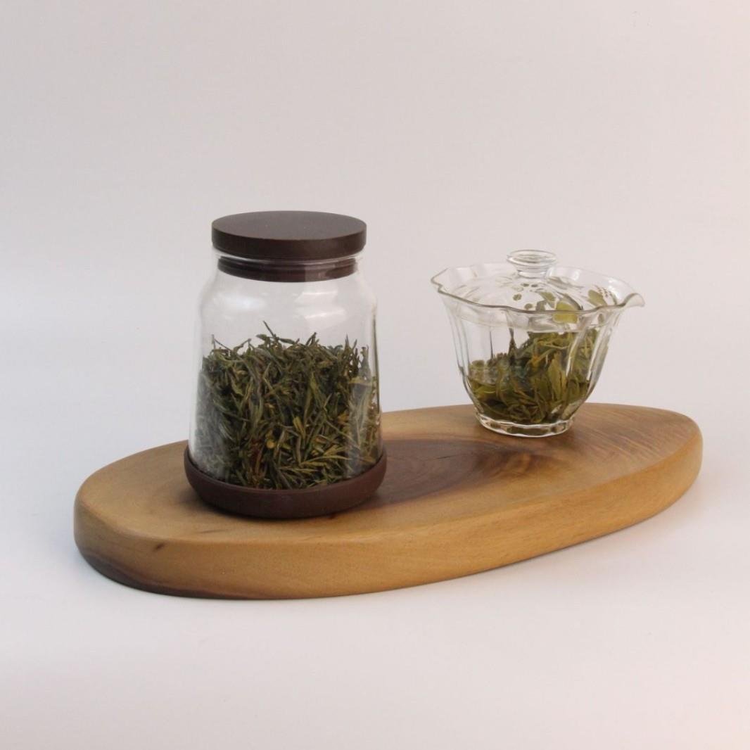 胡桃木玻璃密封罐防潮茶叶储存罐玻璃陈皮茶叶储茶罐高档茶叶罐