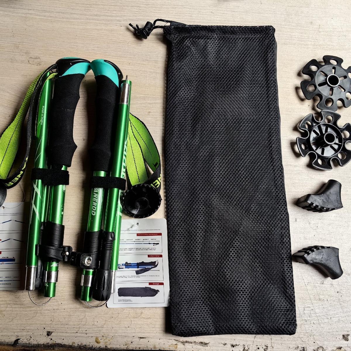 折叠登山杖双根袋装英文说明书标配加大马蹄大雪托