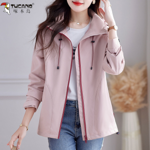 啄木鸟冲锋衣外套女2025新款春秋时尚防风防水户外登山服夹克上衣